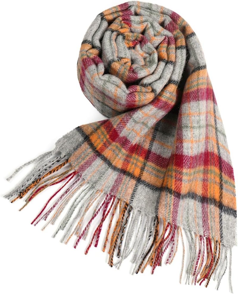 SKNSOFT Winter Wool Plaid Scarf for Men,Women Fashion Tartan Wrap Checkered Scarves - Image 4